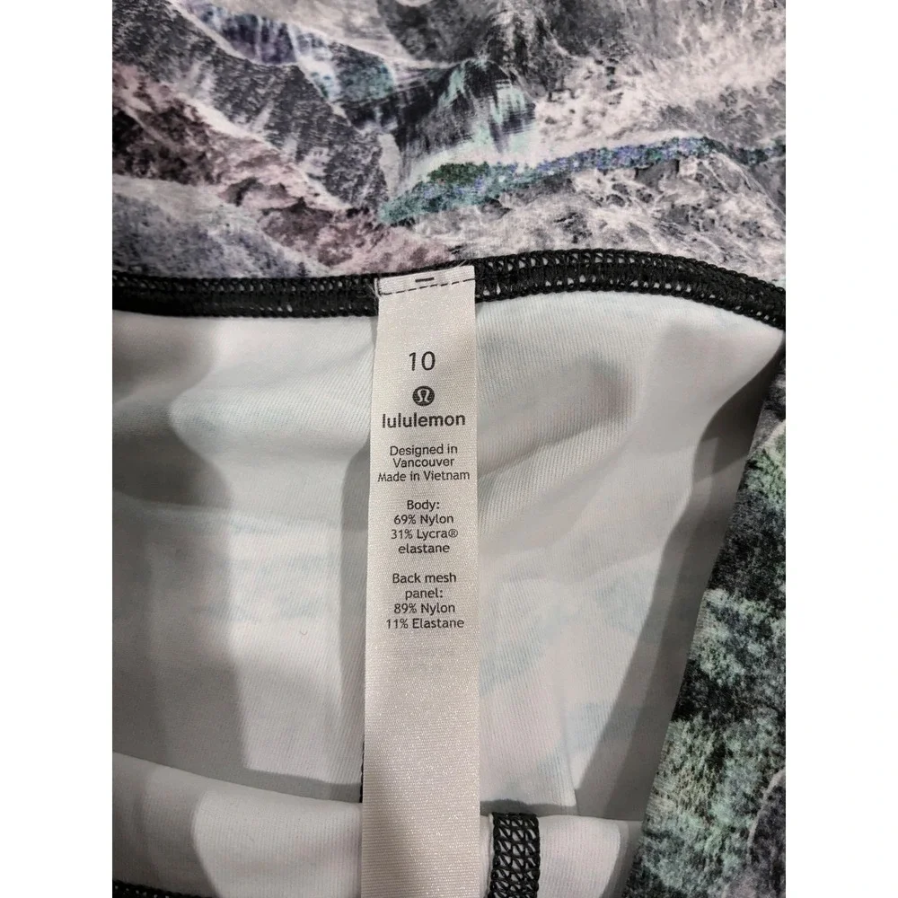 Lululemon Mountain Landscape Mesh Panel High Rise Leggings Size 10 Multi Color‎